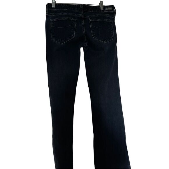 Paige Women's Blue Boot Cut Full Length Dark Wash Low Rise Jeans Size 27 - Picture 2 of 11